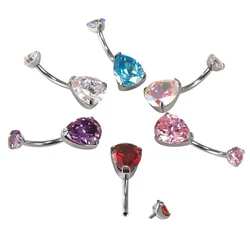 G23 Titanium Heart Cz Stone Navel Earring Curves Belly Button Ring Body Earlobe Pendant Bellybutton Barbell Piercing Jewellery