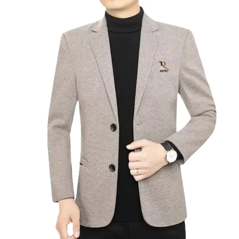 2024- The New Fashion Gentleman Slim Italian Style Casual Young Business Middle-aged Men Without Ironing Small Blazer Suit