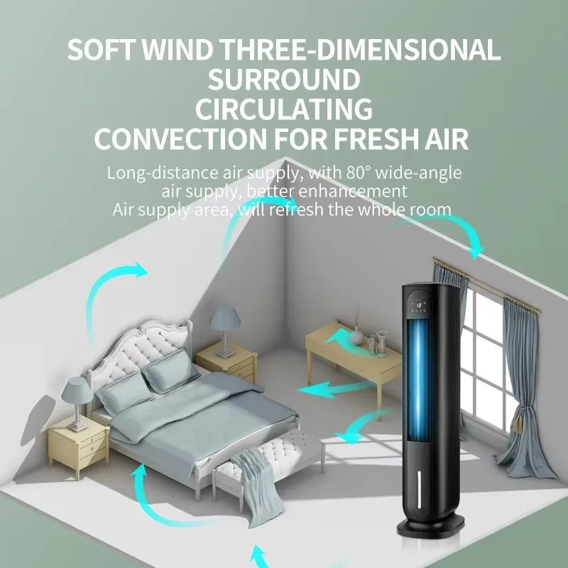 Remote Control Timing Mobile Air Cooler, Multi‑Function Plastic Water Cooling Fan Refrigeration Humidifying Air Conditioner Fan