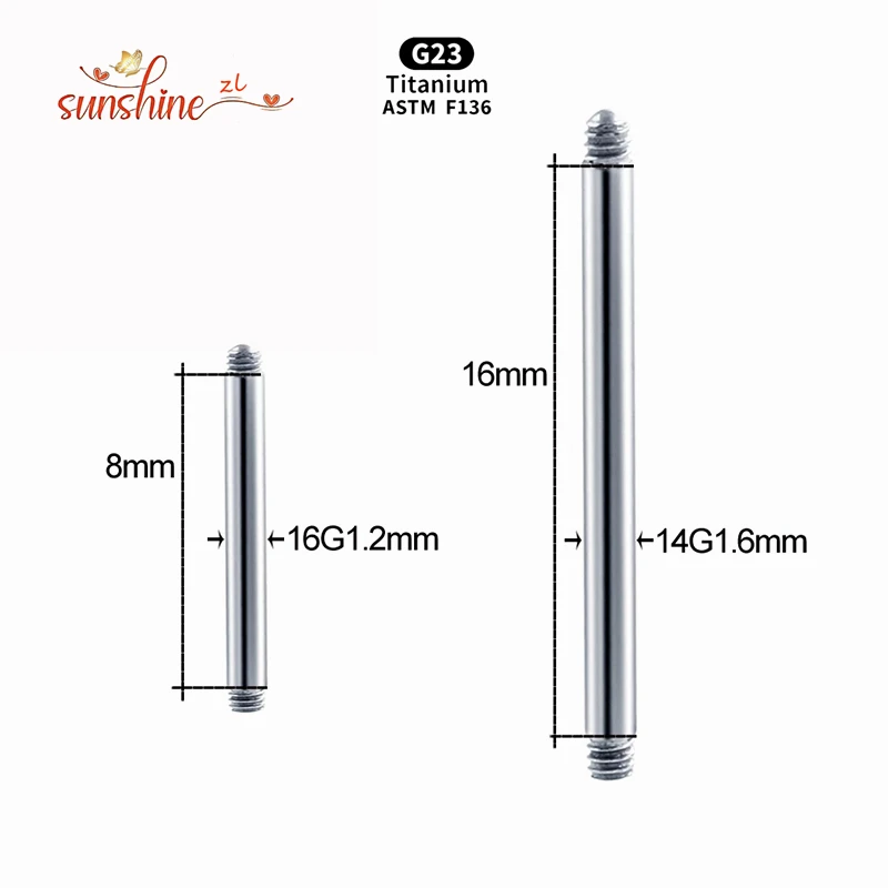 10/50 PCS G23 Titanium Straight Barbell Piercing Tongue Ring Replacement Accessories Earring Piercing Barbell Parts Body Jewelry