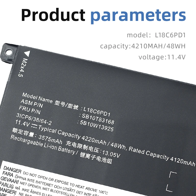 SUOZHAN L18M6PD1 Laptop Battery for Lenovo ThinkPad X390 X395 X13 1st Gen L18C6PD1 L18L6PD1 02DL017 SB10K97655 02DL018 48WH