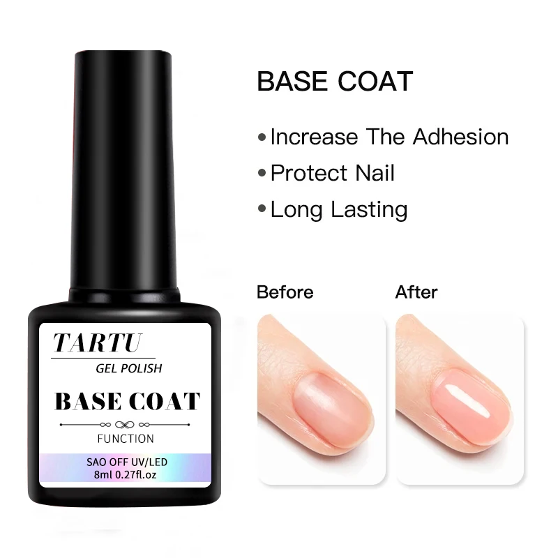 8 ml Set de gel funcional para uñas con capa base y capa de brillo, capa mate, gel polish removible para diseño de uñas 3
