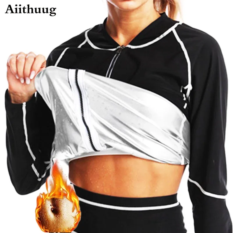 

Aiithuug Hot Sweating Body Shaper Jackets Heat Trapping Silver Lined Blue Lined Fat Burn Shirts Gym Workout Corset Weight Loss