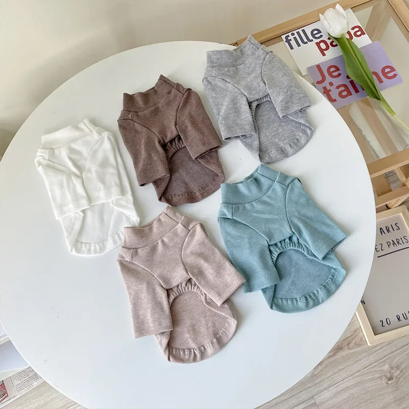 Winter Warm Dog Clothes Solid Color Bottoming Shirt Thin Section Than Bear Pullover Puppy Home Clothes Two-legged  Clothes