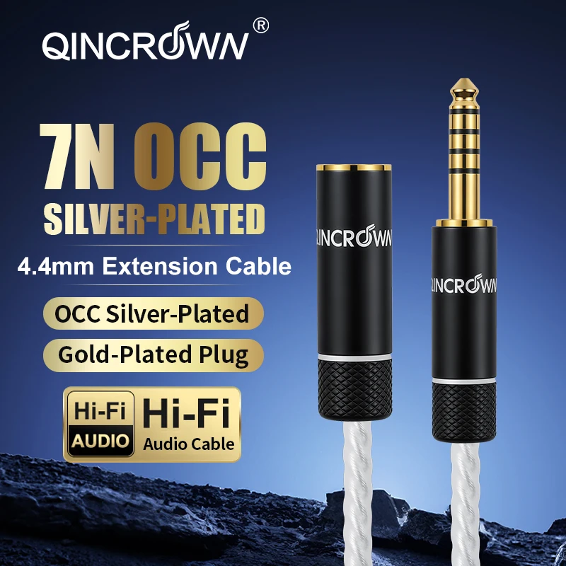 4.4mm Balanced Audio Extension Wire 7N Single Crystal Copper Silver Plated HiFi Lossless Headphone Extension Cable
