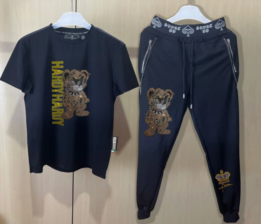 

Мужской дизайнерский спортивный костюм с короткими рукавами и длинными брюками — комплект летней брендовой одежды из мягкой дышащей ткани