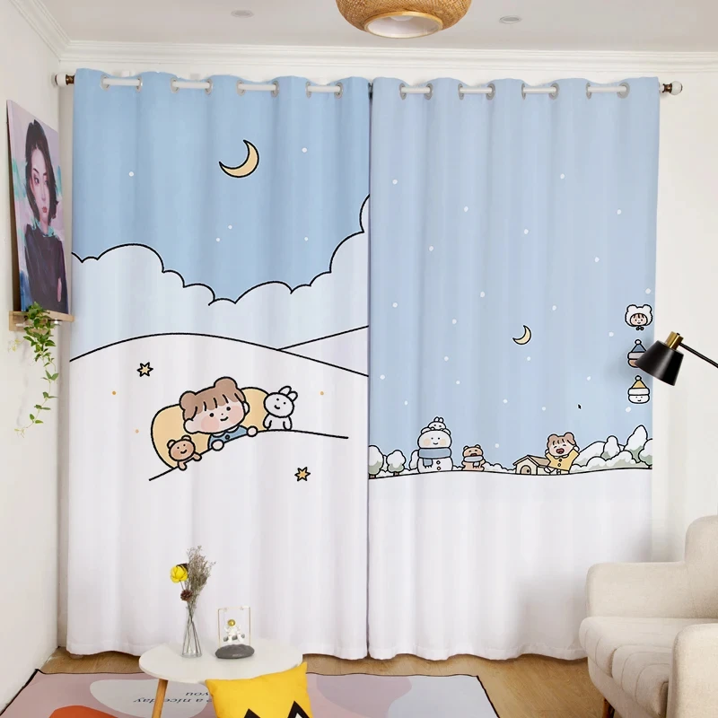 Cartoon Japanese High Blackout Curtain Children's Room Cute Bedroom Thick Blackout Drape Various Styles and Patterns Curtains