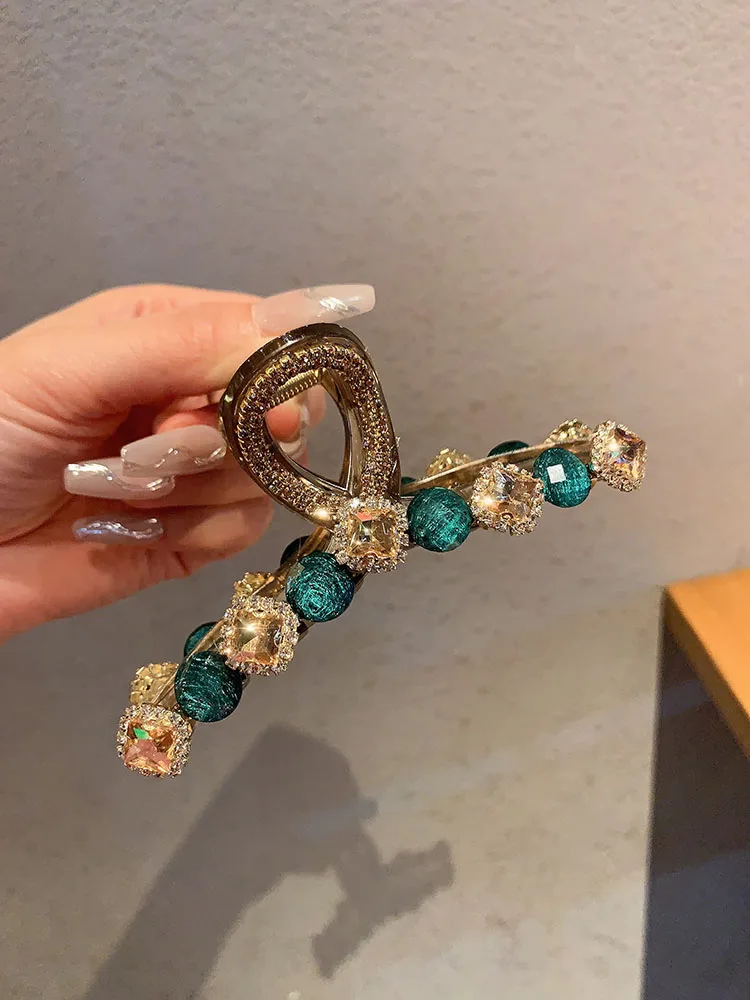 paris-cam-kiss-sparkling-rhinestone-hair-claw-shark-clamp-women's-updo-hair-accessories-luxury-sensation-hairpin