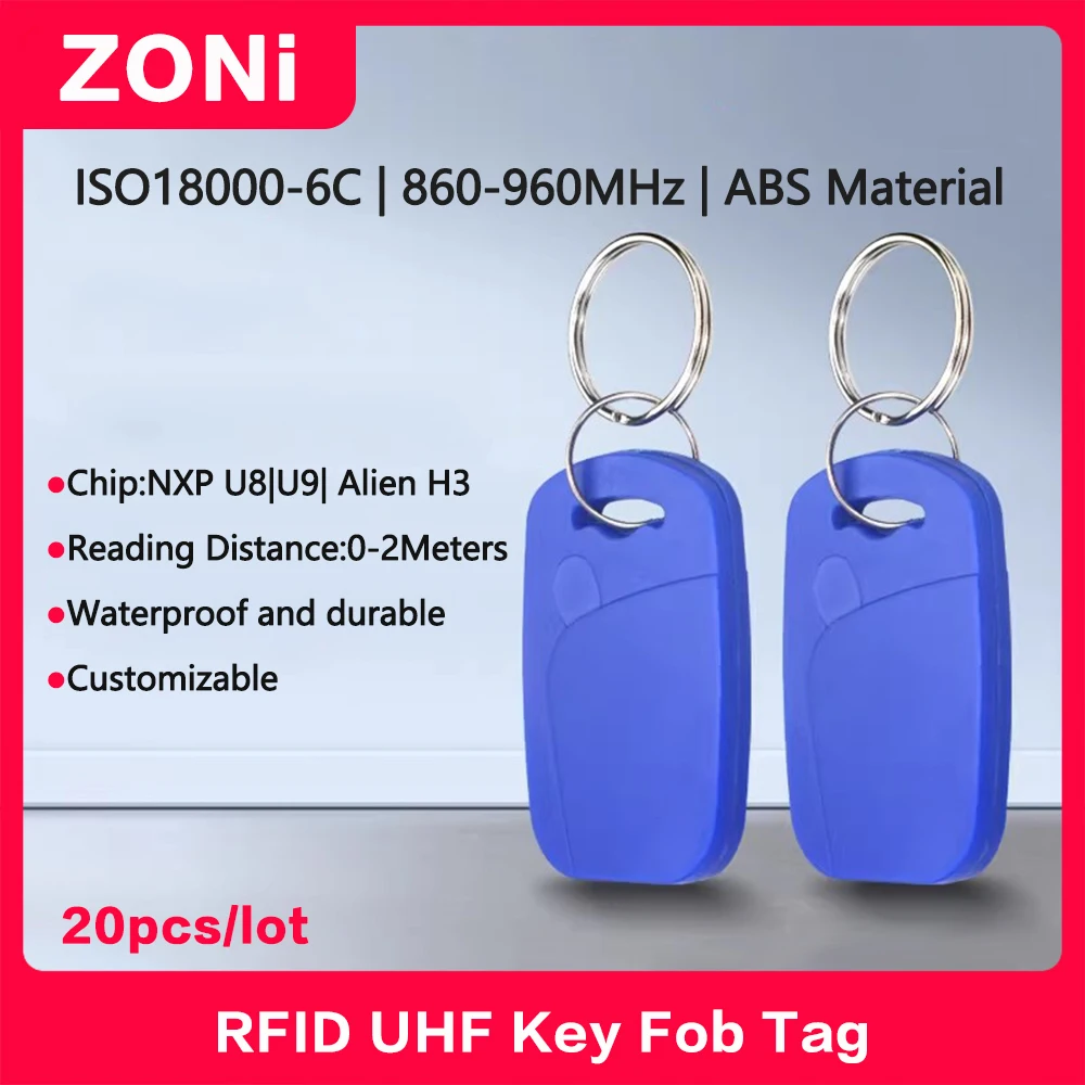 RFID UHF Key Fob Card EPC Class 1 Gen 2  ISO 18000-6C 860–960 MHz Electronic Key Tag Access Control Smart Proximity Card 20PCS