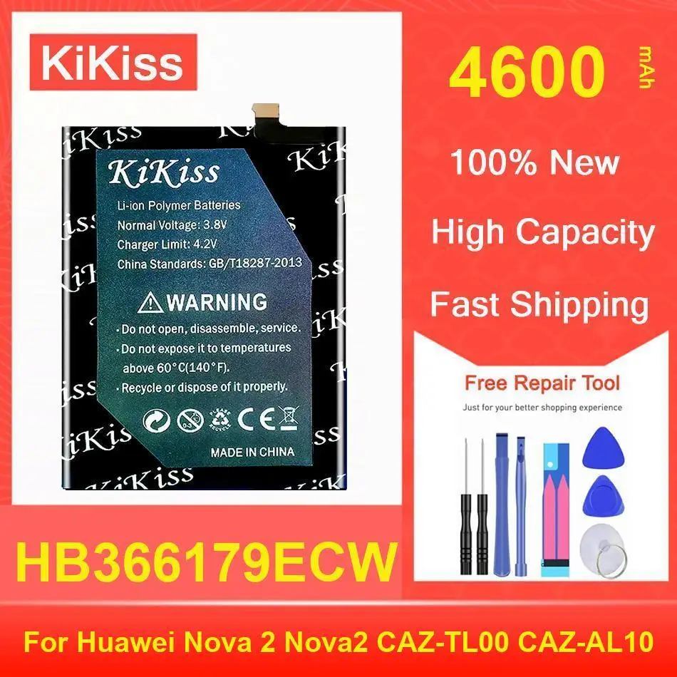 

Kikiss Battery 4600Mah HB366179ECW For Huawei Nova 2 Nova2 CAZ-TL00 CAZ-AL10