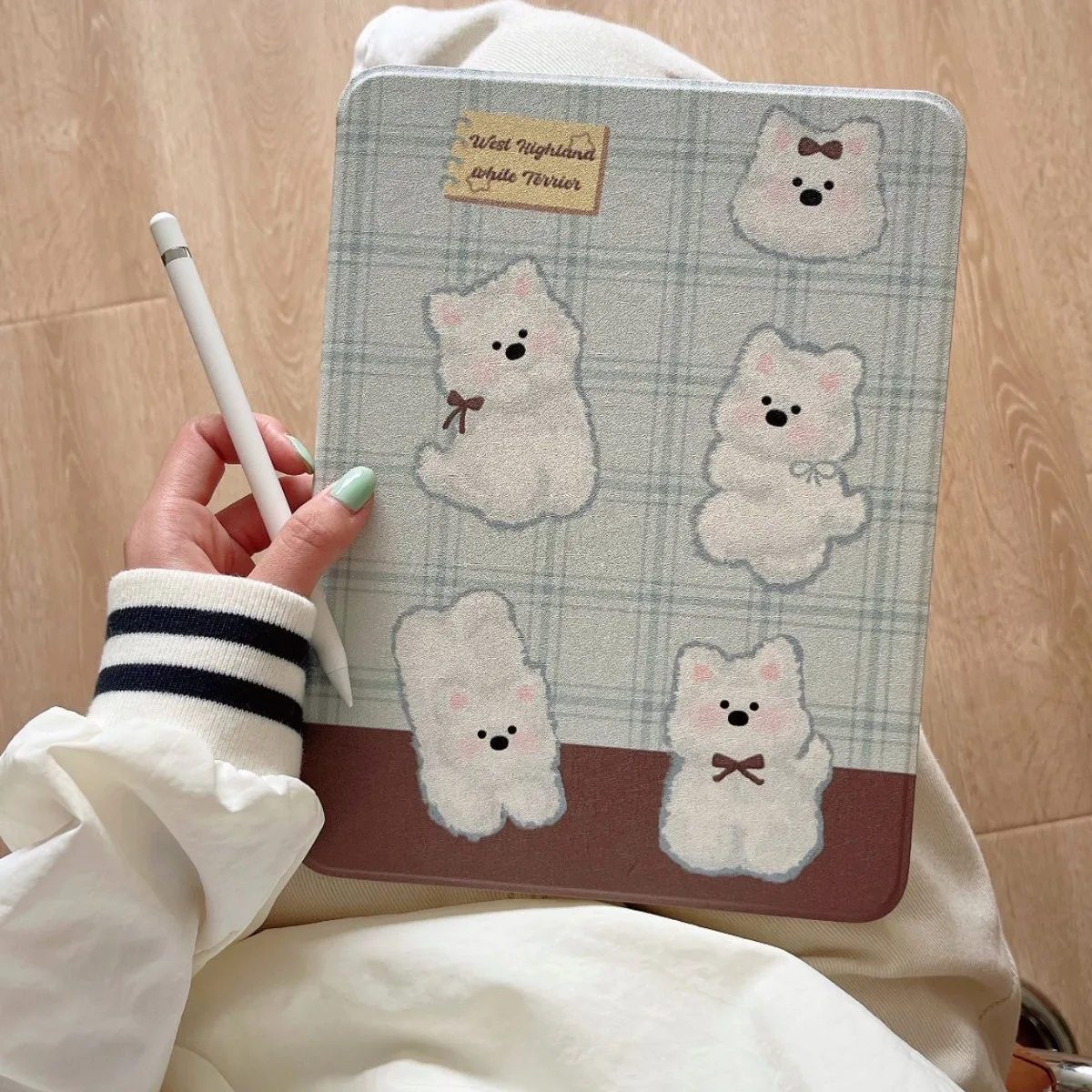 Checkered Puppy Pen Slot Tablet Case For iPad 6 5 Mini6 Pro 2024 2022 10th 2021 2020 2019 Air 2024 5 4 3 Rotatable Smart Cover