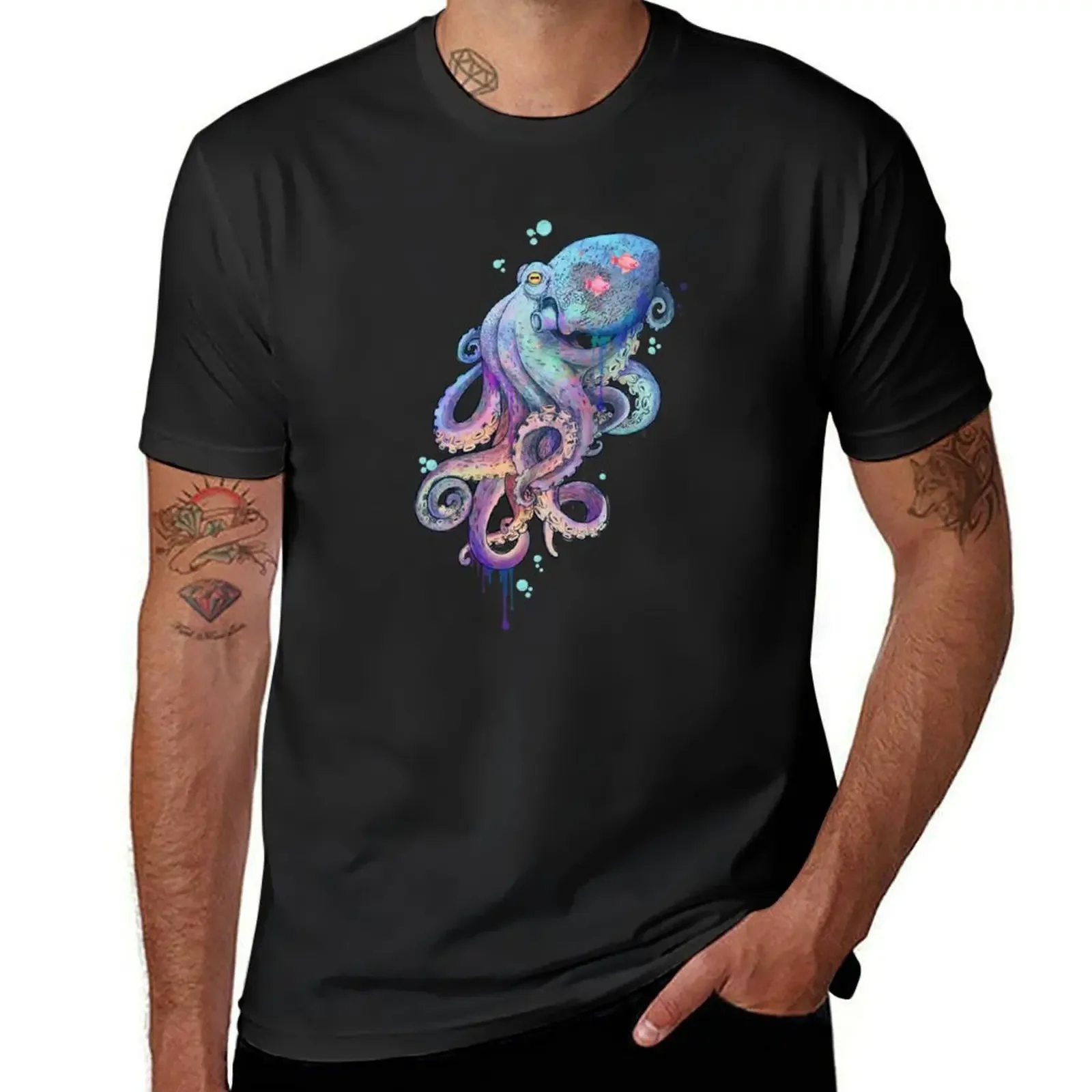 octopus T-Shirt blacks sweat workout shirts for men