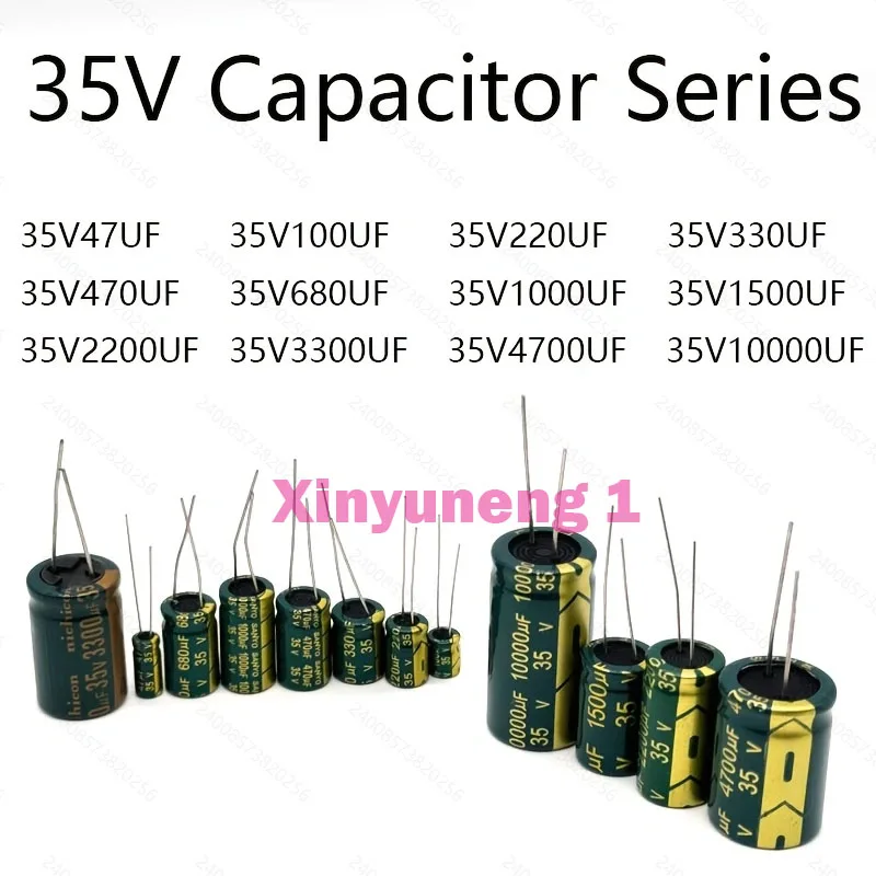 6.3V, 10V, 16V, 25V, 50V, 35V, 63V, 400V, 450V Aluminum Electrolytic Capacitors 1UF 100UF 220UF 470UF 1000UF 1500UF 1800UF, Etc