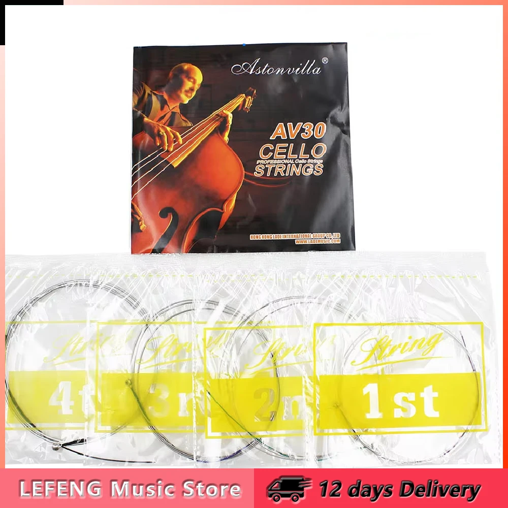 Astonvilla AV30 Cello Strings Steel Core Nickel Silver Wound Cello Strings Stringed Instrument Accessories 1/5/10 Sets