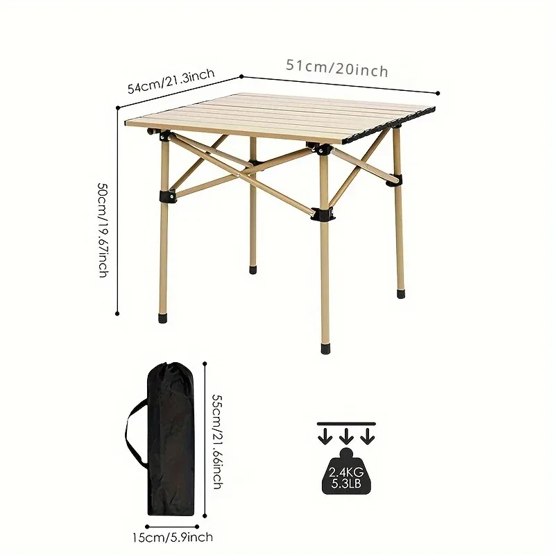 Outdoor folding table, camping portable folding table and chair set, ultra-light egg roll table, camping folding table, camping