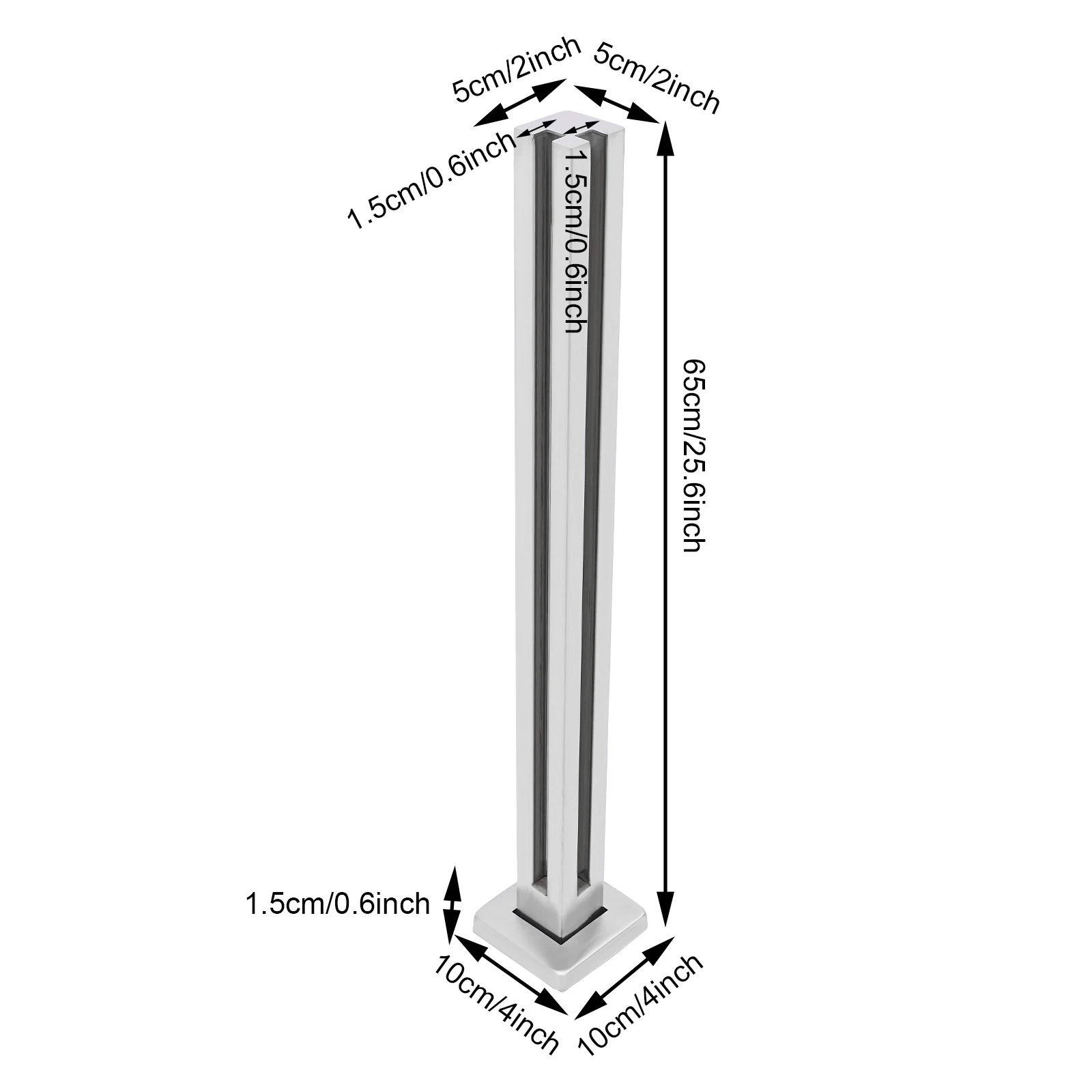 304 Stainless Steel 25.6-inch Glass Railing Column High Load-bearing Corner Column Glass Vertical Frame