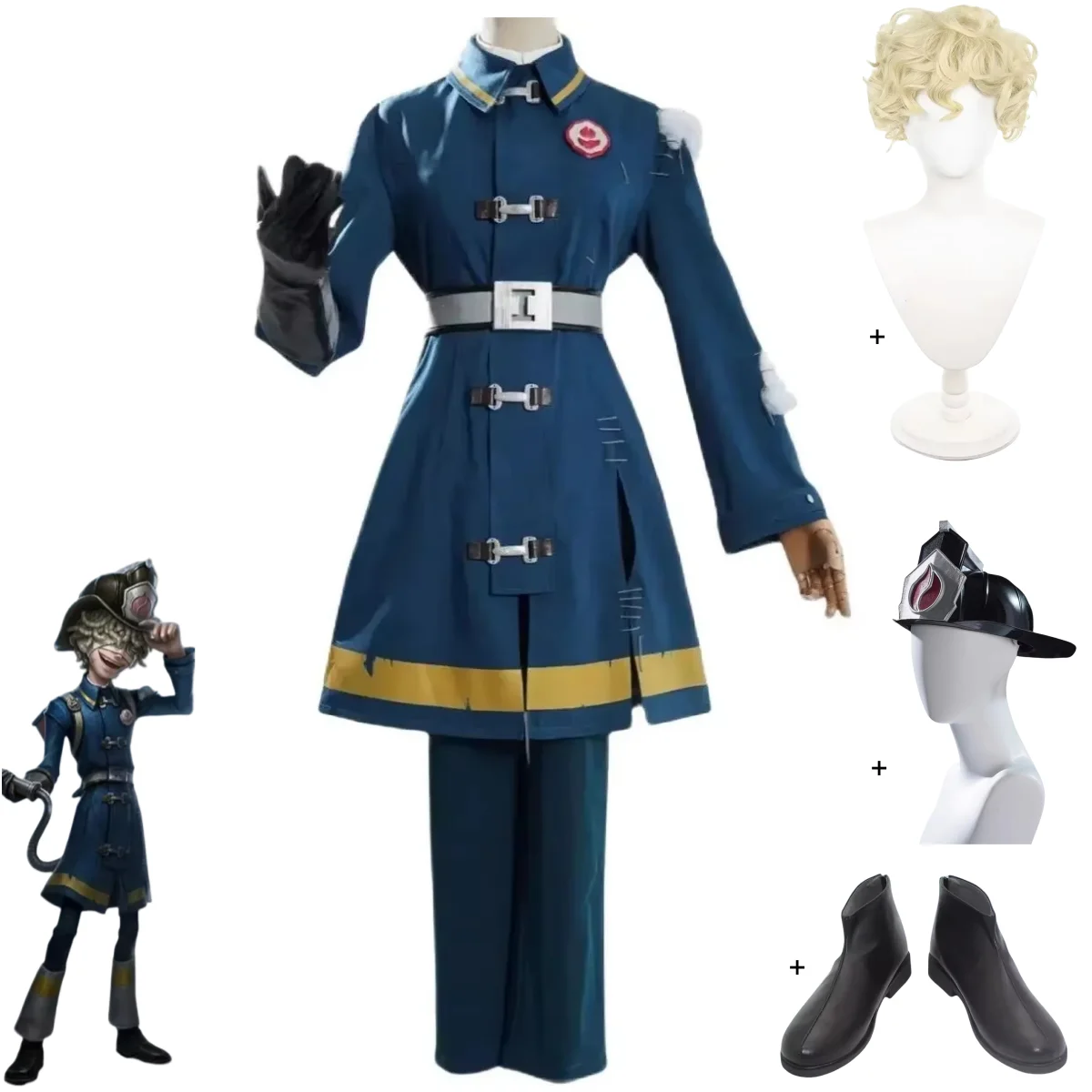 Jeu identité vSurvivalist Florian marque Cosplay Costume nouveau survivant incendie enquêteur uniforme chaussures perruque homme fête carnaval ensemble