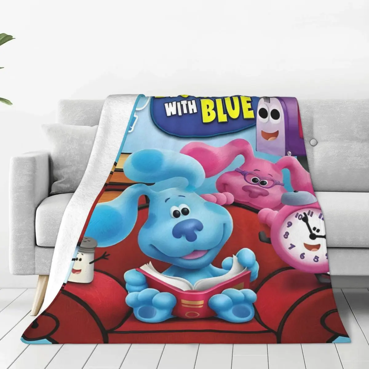 Blue's Clues Blue Dog Cartoon Blanket Cover Cute Kids Wool Throw Blanket Bedroom Sofa Decoration Ultra-Soft Warm Bedspreads