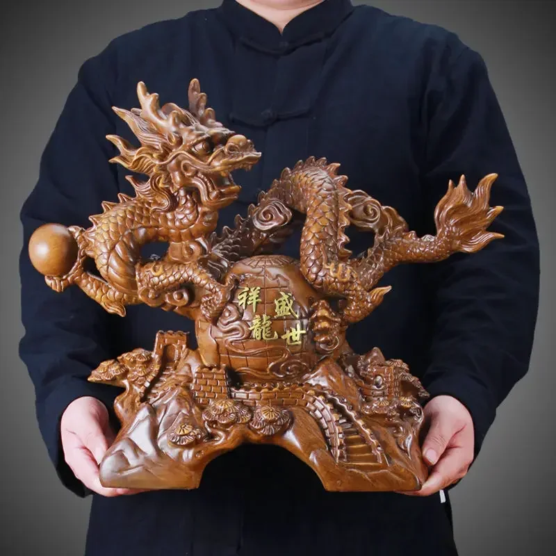 MOYU The Year Of The Dragon Ornament Office Attracts Wealth Feng Shui Sculptures Housewarming Business Gifts Living Room Decor