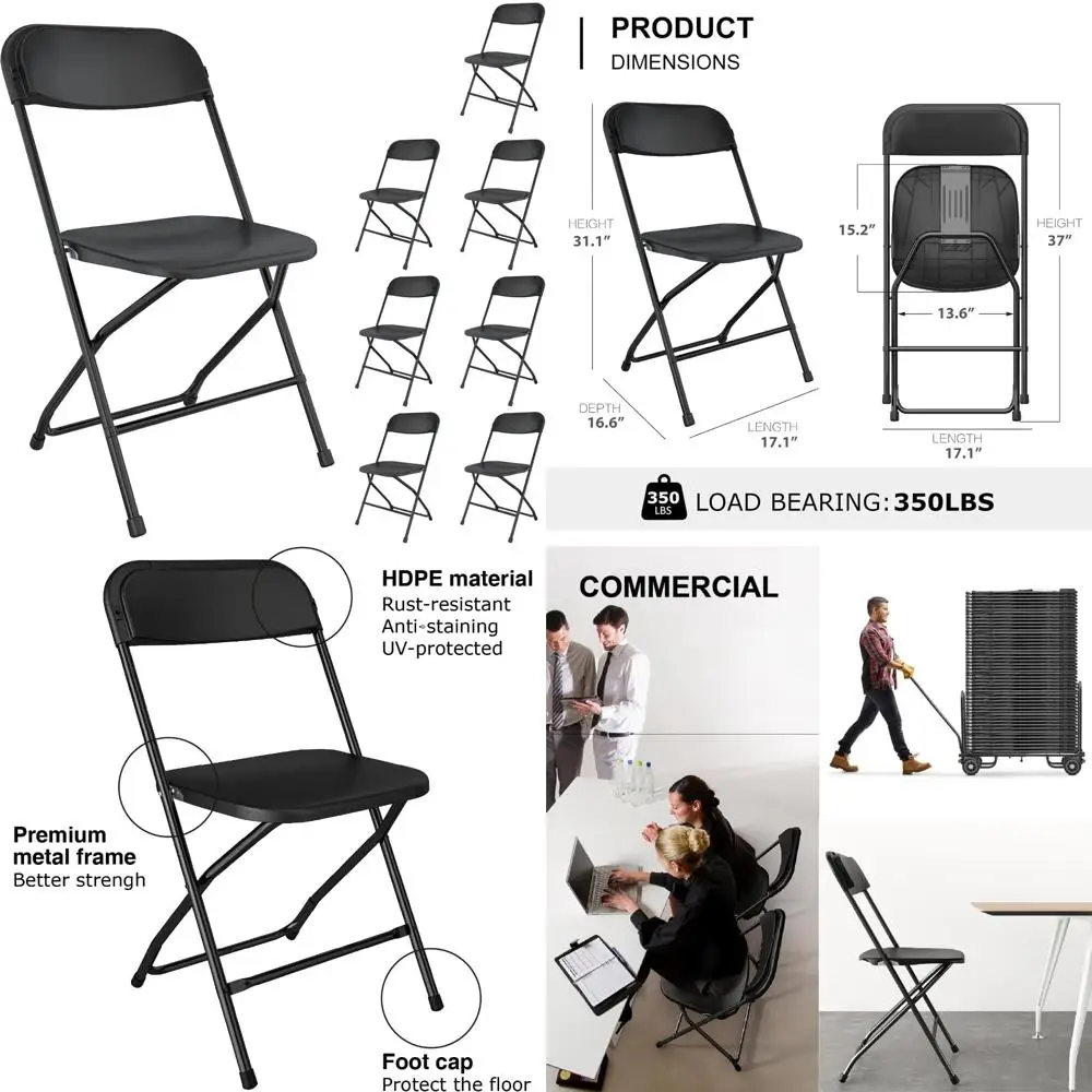 

Portable Stackable Plastic Folding Chairs with Steel Frame for Office and Party Use, Commercial-Grade Seats