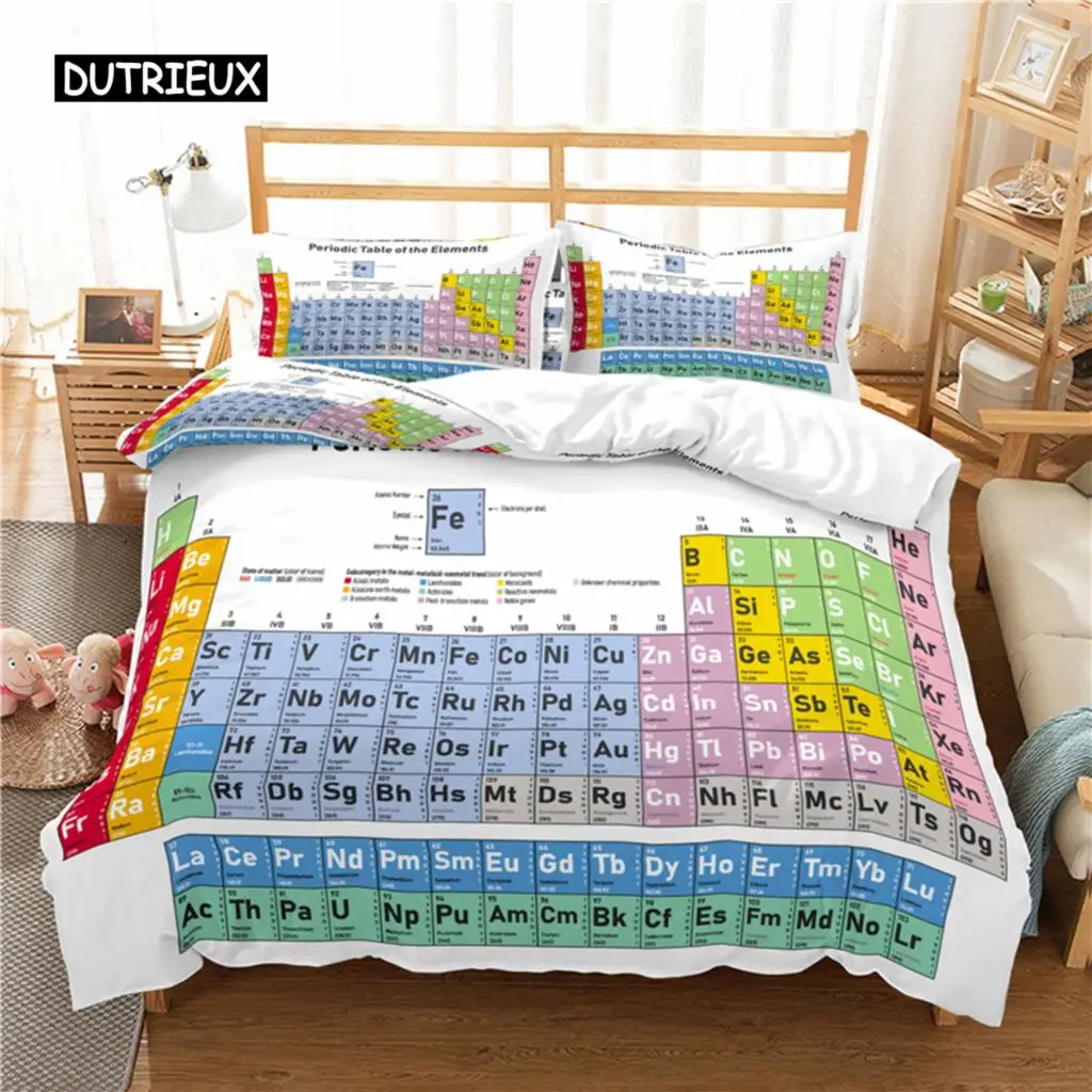 

Periodic Table of Elements Duvet Cover Science Bedding Set Microfiber Chemistry Lovers Learning Image For Kids Teens Adult Decor