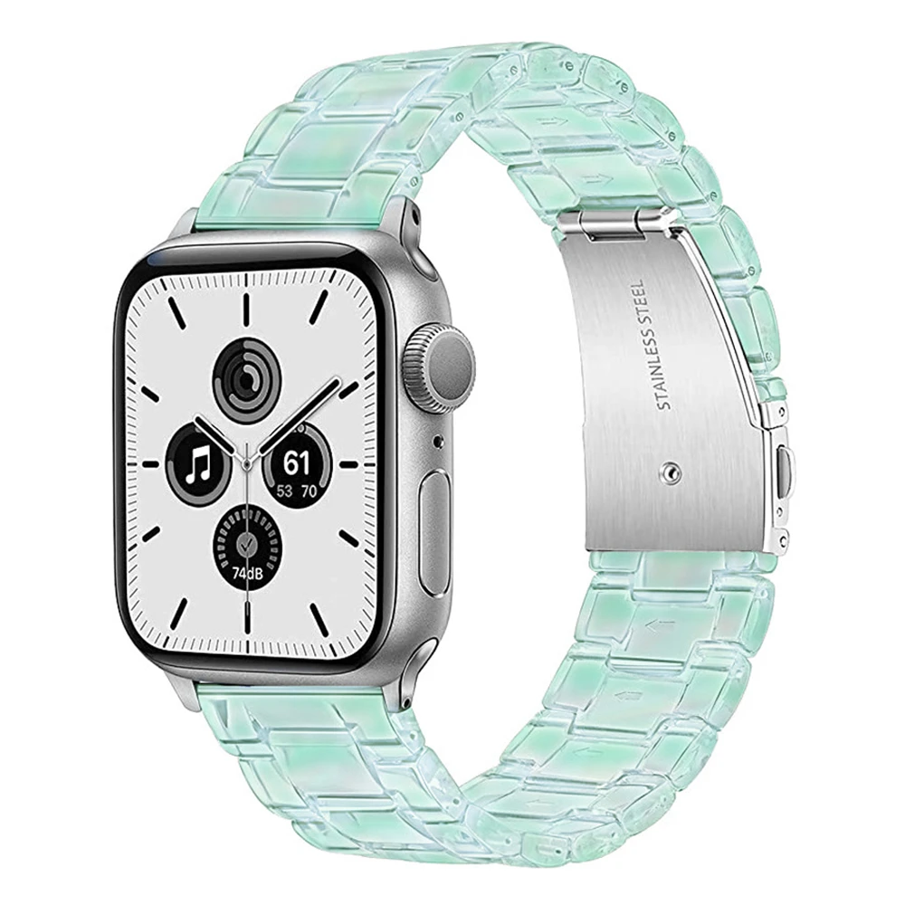 For apple watch 7 41mm 45mm band clear rainbow resin strap for iwatch se apple watch 6 5 4 40mm 44mm 3 38/42mm band transparent