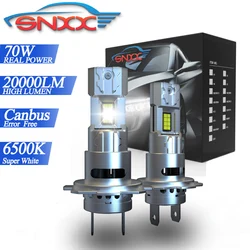 SNXX 70W Turbo H7 LED CANBUS Lights 20000Lm Head Lamp 1:1 Size Wireless H7 Car LED Headlight Bulbs  6500K White CSP Chip Led 12V