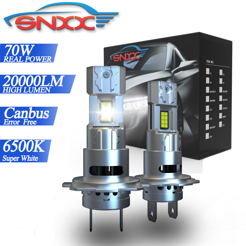  SNXX 70W Turbo H7 LED CANBUS Lights 20000Lm Head Lamp 1:1 Size Wireless H7 Car LED Headlight Bulbs  6500K White CSP Chip Led 12V 