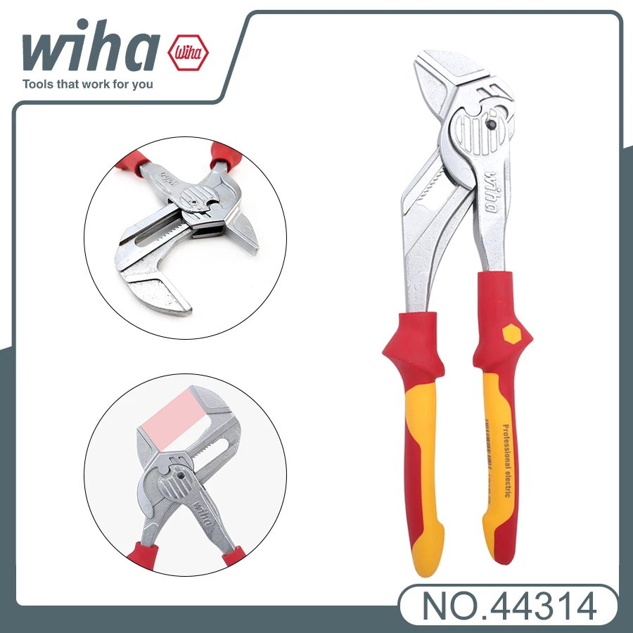 pinze-isolanti-wiha-44314-1000v-certificato-vde-250mm-con-cricchetto-e-impugnatura-bicolore-regolabile-a-10-posizioni