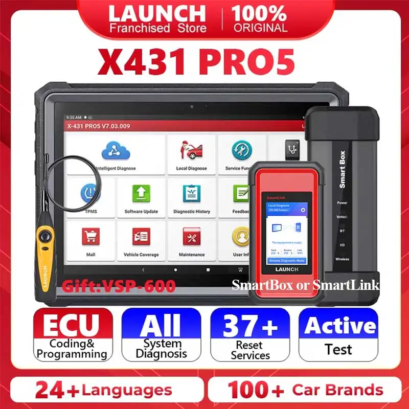 Launch X431 PRO5 Diagnostic Tools ECU Programming Tool with J2534 SmartBox/SmartLink OBD2 Scanner OBDII Launch PRO5