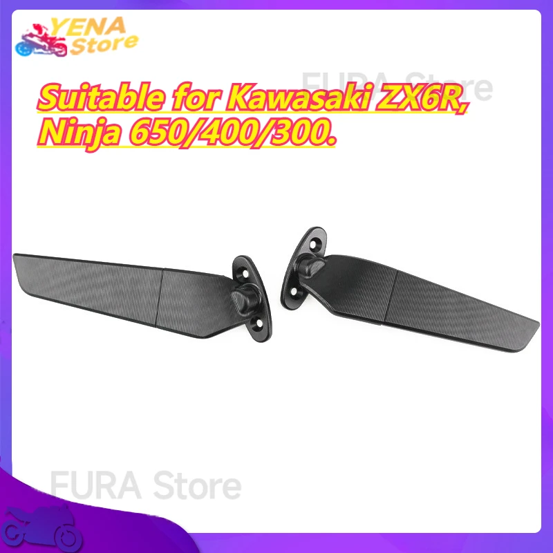 

The invisible wing adjustable rotating rearview mirror is suitable for Kawasaki ZX6R, Ninja 650/400/300.