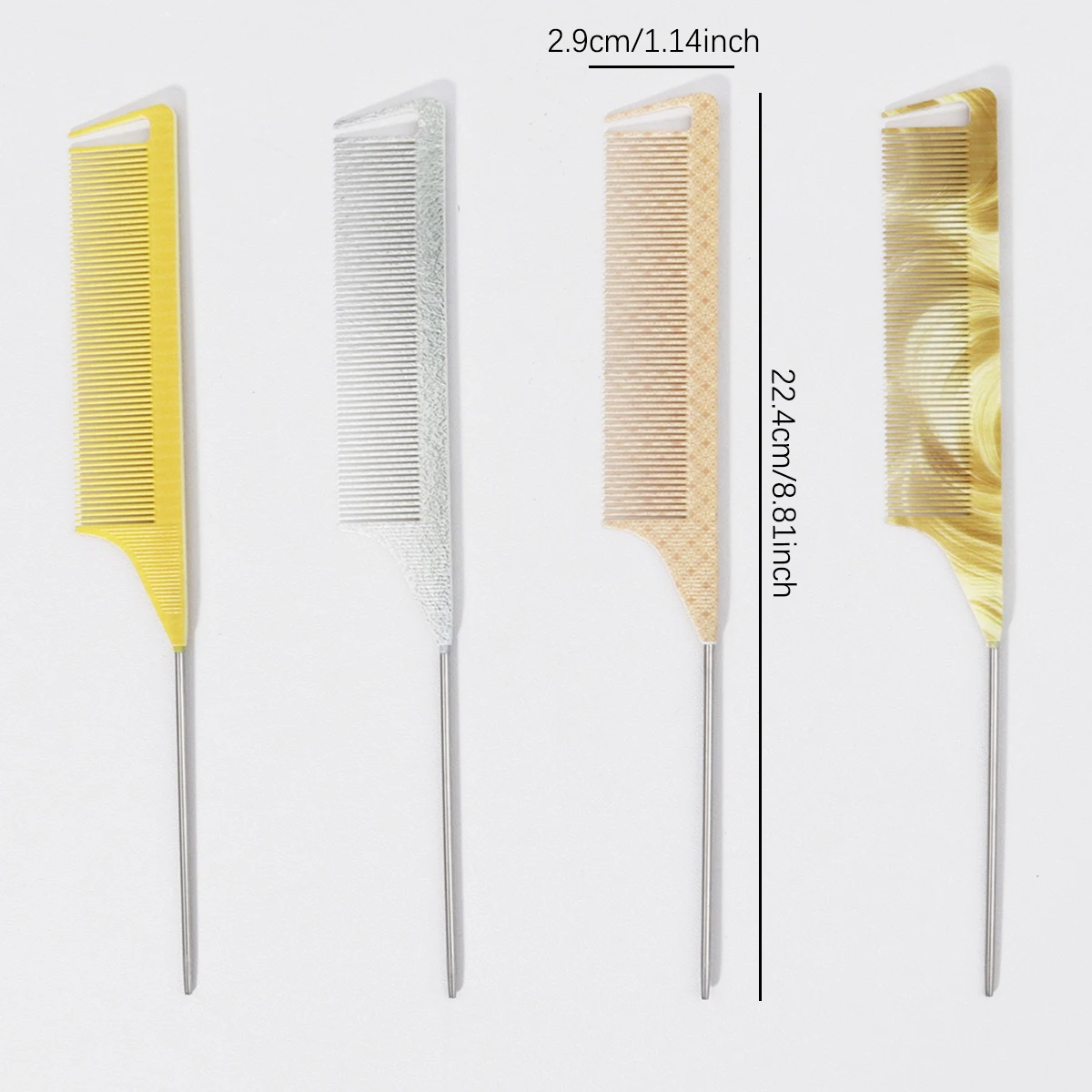 1 قطعة إبرة فولاذية مدببة الذيل مشط مخطط نمط الشبكة ، مناسبة لفصل التمشيط وتصفيفه ، خاص للشعر المستعار الحقيقي #3