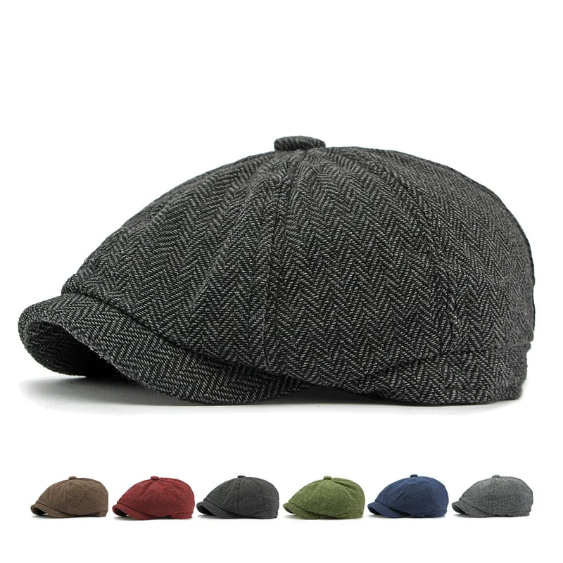 

New Fashion Newsboy Cap Men's Twill Cotton Hat 8 Panel Hat Baker Caps Retro Gatsby Hats Casual Brand Cap Beret for painter hat
