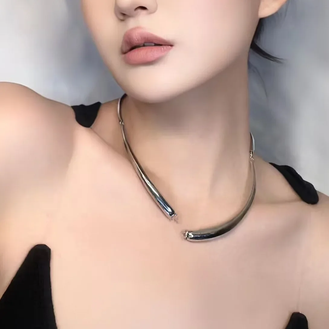 Personality simple drop collar ins cool style fashion steel collar everything choker high sense necklace