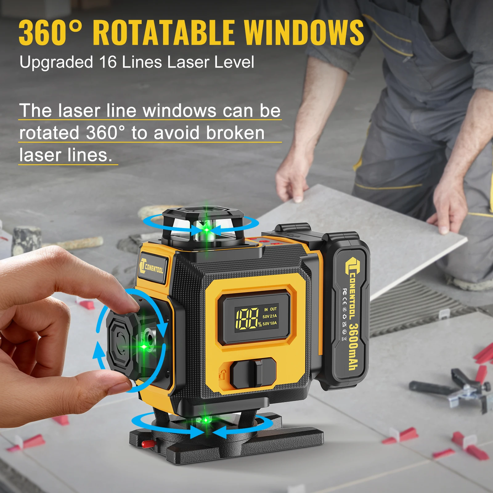 Niveau Laser CONENTOOL 16 Lignes 4D 360 Automatique Trépied Bosch 3