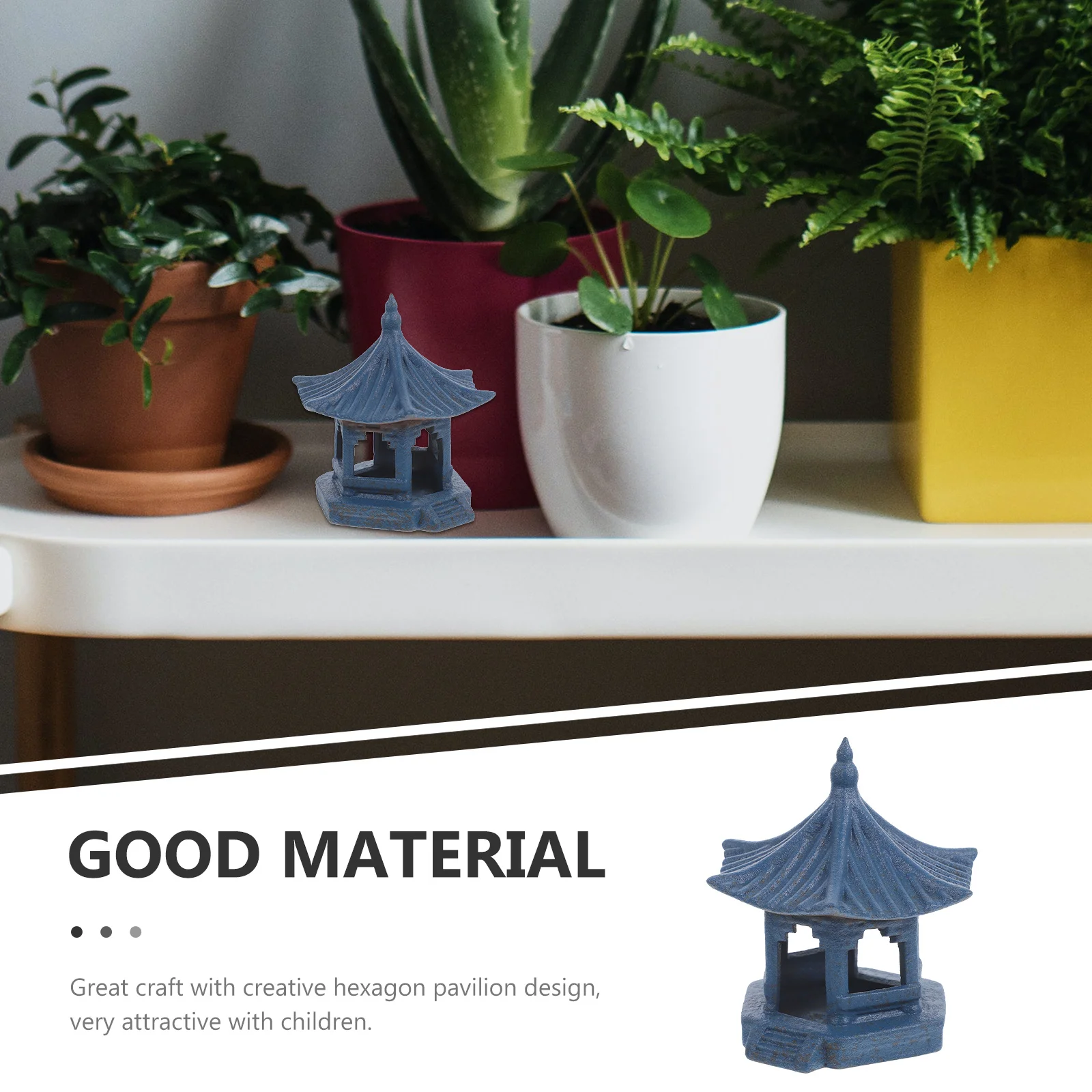 

1Pcs Dark Green Hexagon Pavilion Decor Miniature Landscape DIY Supply Moss Succulent Plants Office Home Decorative Adornment