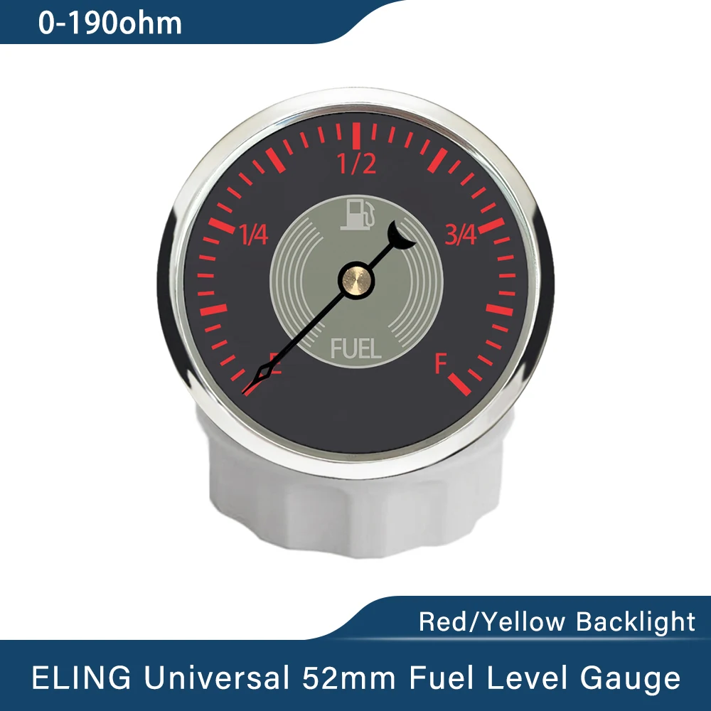 

ELING 52 мм (2 дюйма) Датчик уровня топлива 0-190 Ом Сигнал с красной желтой подсветкой для грузовых кораблей 12 В 24 В для авто ТВ-фургона