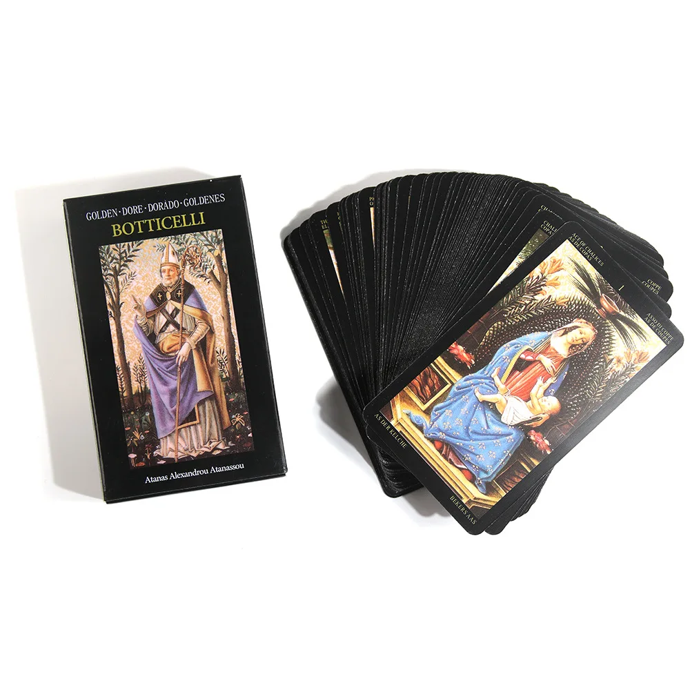 NEW Golden Botticelli Tarot Party Table Game 78pcs High Quality Fortune-telling Prophecy Oracle Cards With PDF Guideboo