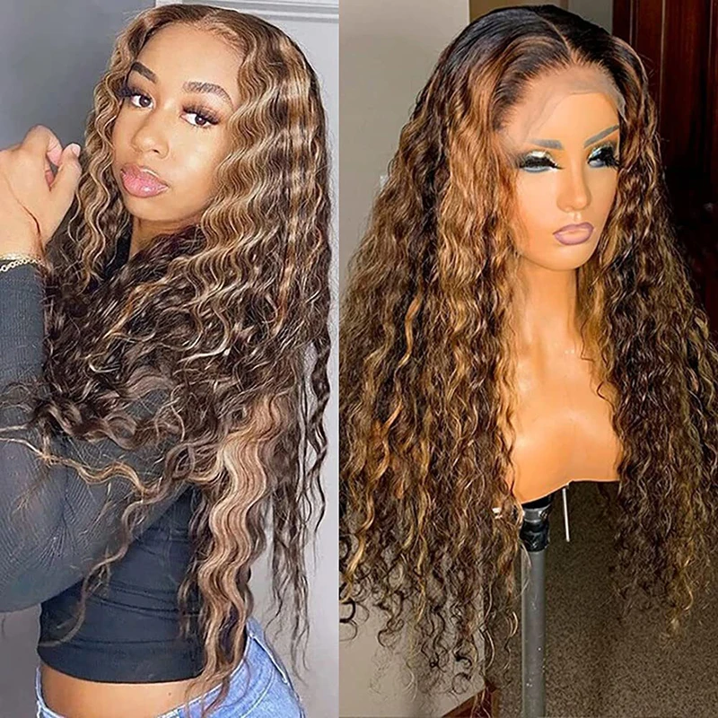 Europe and America Lady Wave Curled Long Hair Party Little African Curly Wig Concert Woman Clothing Match Gradient Wavy Hair