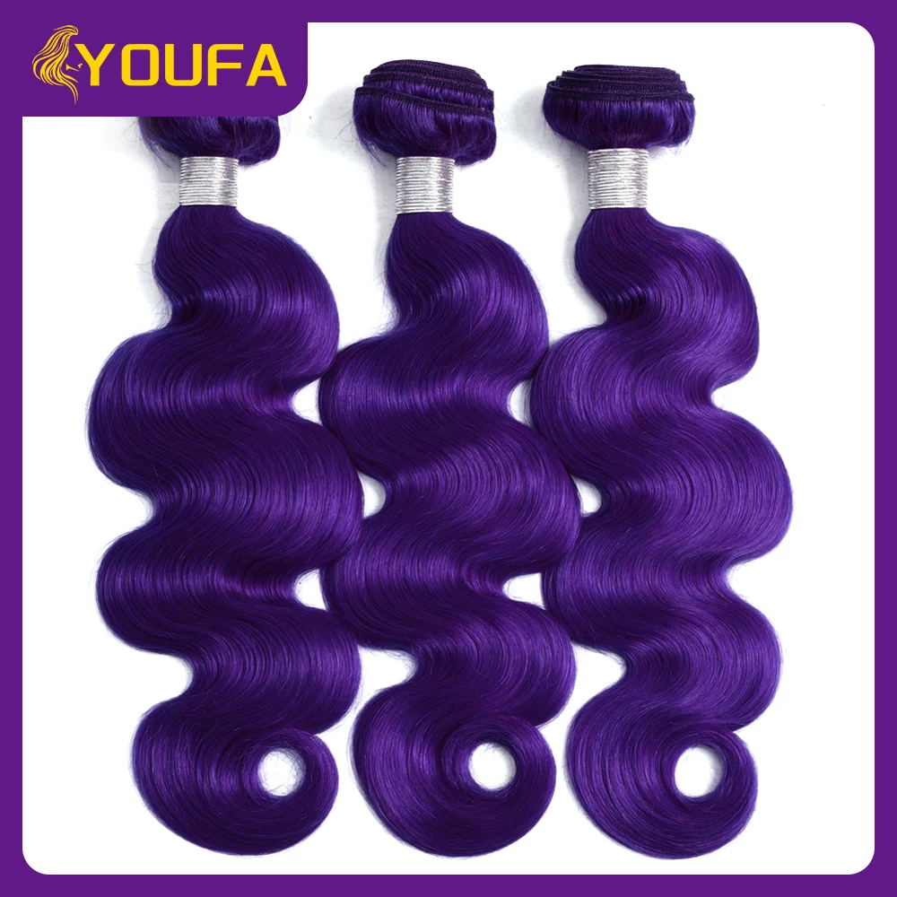 Purple Body Wave Hair Bundles With Closure Body Wave Brazilian Human Hair Weave Bundles With 4x4 Lace Closure Pre Plucked