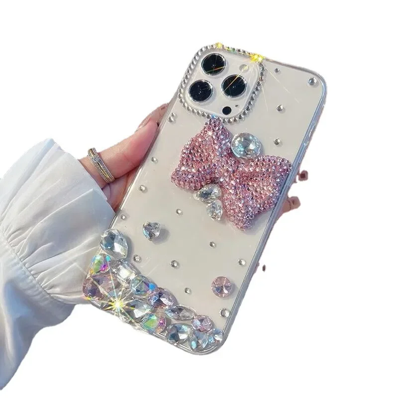 Rhinestone Diamond Cover Case for iPhone, Luxury Bling Shell, Soft Phone Jewelry for iPhone 13, 16, 15 Pro, 17 Air Max, 16Plus