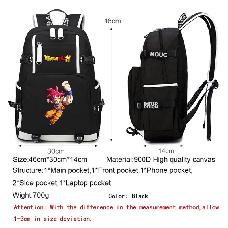 3Pcs/set Anime Dragon Ball Plecak Teenager Student Back To School Backpack Boy Girl Schoolbag Men Goku Bag Travel Mochila Set