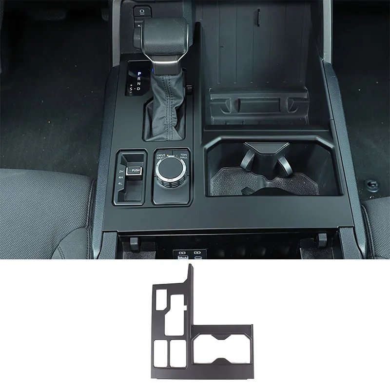 

For Toyota Tundra Sequoia 2022-2023 ABS Matte Black Car Center Control Gear Water Cup Panel Integrated Frame Sticker Accessories