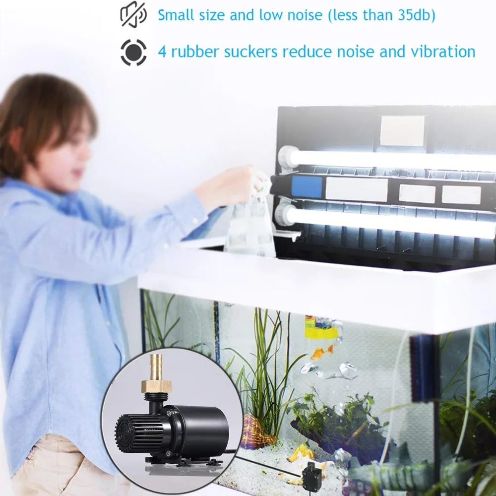Durable Black Submersible Water Pump Plastic High Performance Fountain Pump Adjustable Flow Stable Install Pond Pump