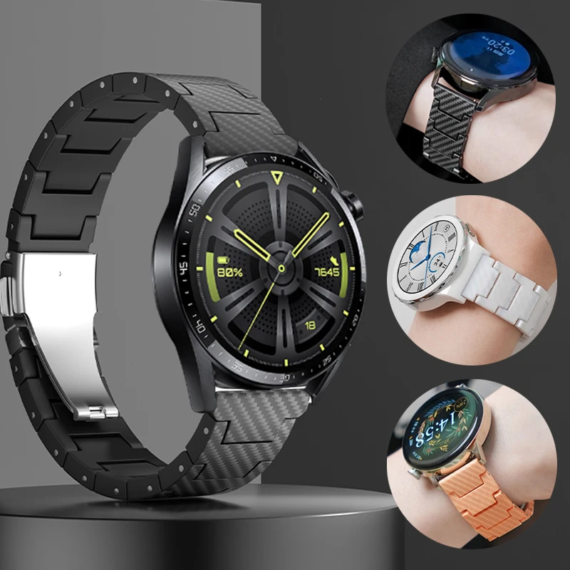 Carbon Fiber Strap For Samsung Galaxy 7/6/5/4/4 6classic/46mm/42mm/5pro 20mm 22mm Bracelet huawei watch gt 5/4/3/2/2e/pro/Runner