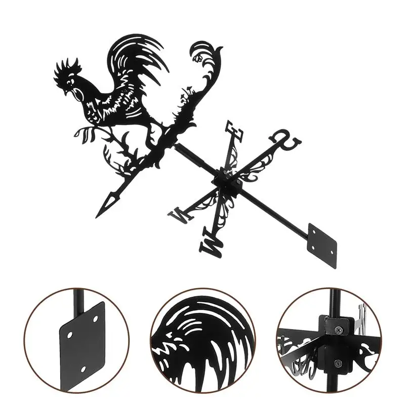 Rooster Wind Vane Rooftop Weather Vane Retro Metal Wind Direction Indicator Farm Scene Garden Art Decor Roof Garden Weathervane