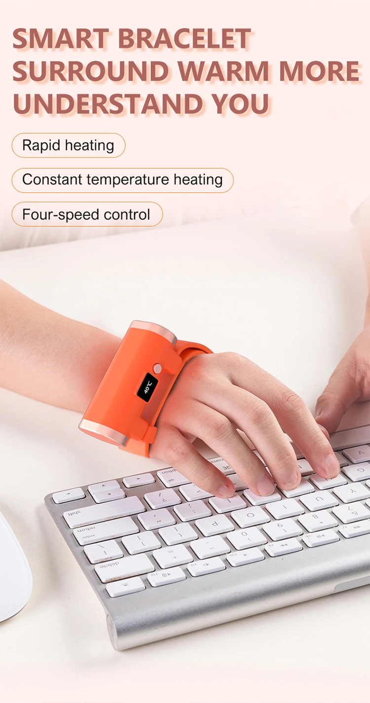 2000mAh Hand Warmer Bracelet Winter Hand Warmer Pocket Travel Fast Heating USB Rechargeable Household Outdoor Handy Warm