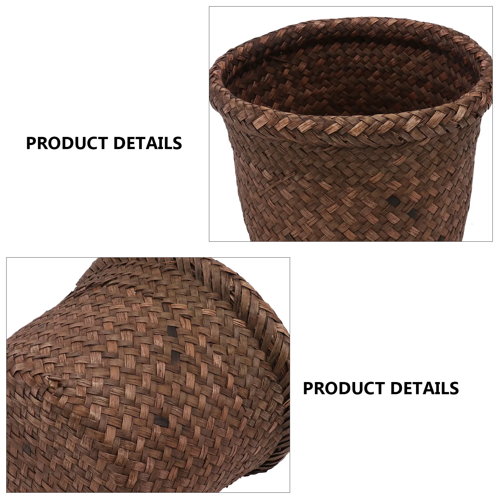

1pc Seaweed Woven Plant Holder Storage Basket Flowerpot Decorative Woven Flower Container Handmade Hanging Planter Natural Home