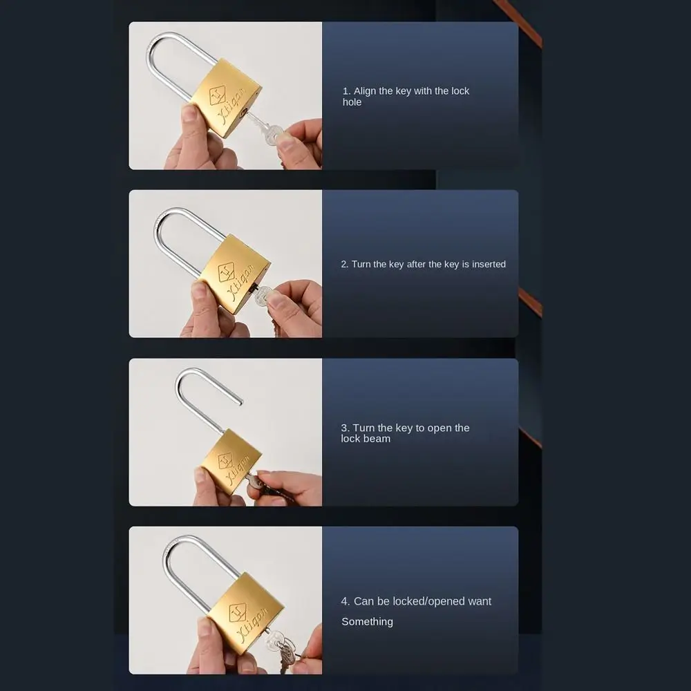 with 3 Keys Brass Padlock Anti-theft Iron Copper Lock Security Tool Home Improvement Student Household Lock for Travel Suitcase #5