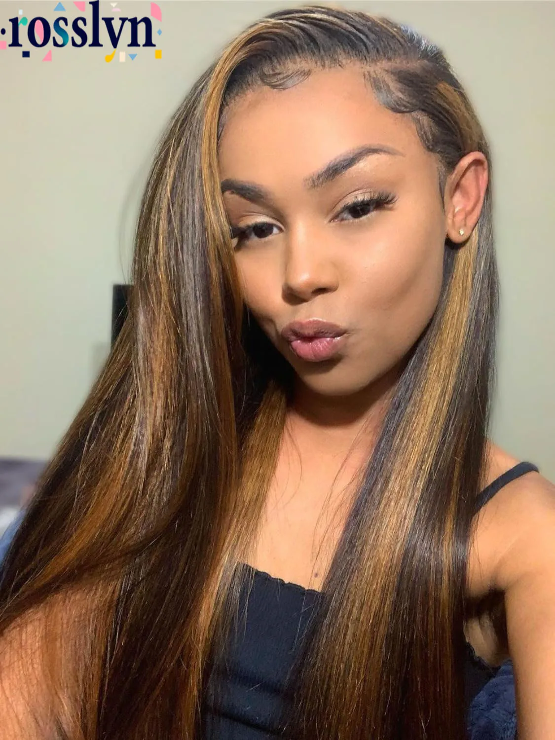 

Прямой HD кружевной фронтальный парик 13x6 13x4 Highlight Wig P4/27 Ombre Парики из человеческих волос 200% Плотность Детские волосы Отбеленные узлы